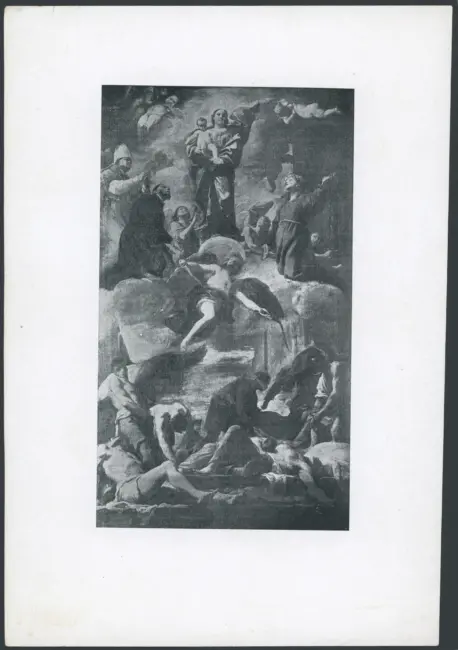 La Madonna, san Gennaro, santa Rosalia e san Francesco Saverio intercedono per la protezione di Napoli durante la peste