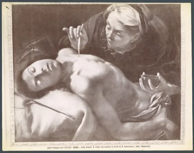 Roma - Villa Albani. S. Irene che medica le ferite di S. Sebastiano. (Bart. Manfredi)