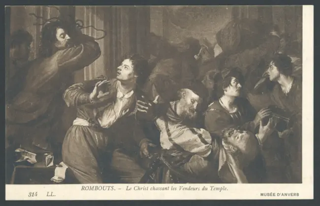 Rombouts. - Le Christ chassant les Vendeurs du Temple. Musée d'Anvers
