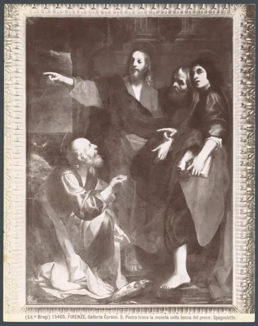 Firenze. Galleria Corsini. S. Pietro trova la moneta nella bocca del pesce; Spagnoletto.