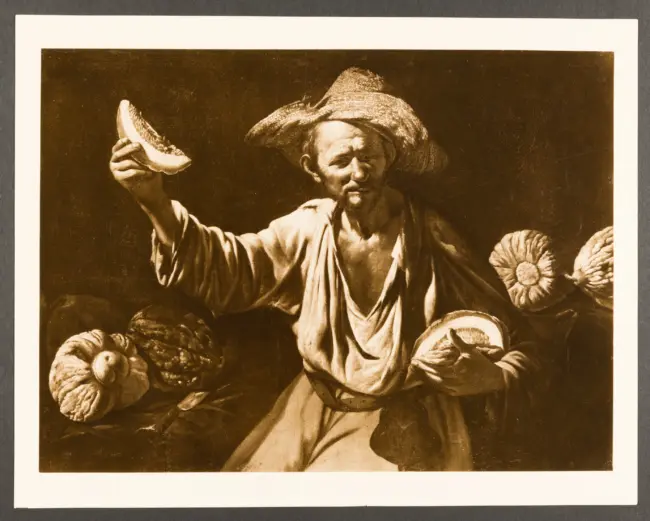 Salini Tommaso (Mao Salini) (?); Bonzi Pietro Paolo (Gobbo dei Frutti/ Gobbo dei Carracci) (?) - sec. XVI/ XVII - Natura morta con venditore di meloni