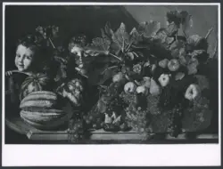 Salini Tommaso (Mao Salini) - sec. XVI/ XVII - Natura morta con cocomeri, cesto di frutta e bambini