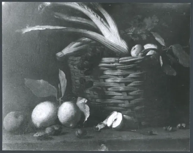 Salini Tommaso (Mao Salini) (?) - sec. XVI/ XVII - Natura morta con cesto di frutta e ortaggi