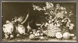 Salini Tommaso (Mao Salini) - sec. XVI/ XVII - Natura morta con ortaggi e cesto di frutta e fiori