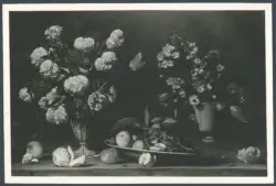 Salini Tommaso (Mao Salini) - sec. XVI/ XVII - Natura morta con piatto di frutta, brocca e vaso di fiori