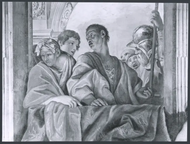 Architettura dipinta, Figure allegoriche, Putti, Scene bibliche, Scene encomiastiche
