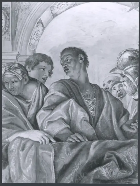 Architettura dipinta, Figure allegoriche, Putti, Scene bibliche, Scene encomiastiche