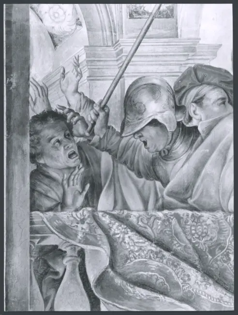 Architettura dipinta, Figure allegoriche, Putti, Scene bibliche, Scene encomiastiche