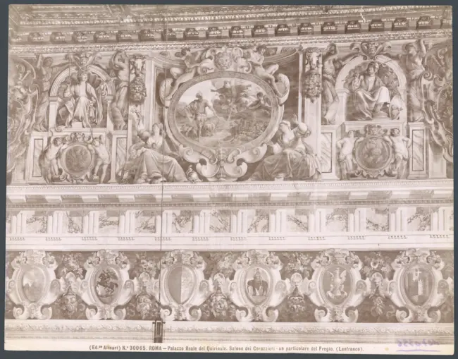 Architettura dipinta, Figure allegoriche, Putti, Scene bibliche, Scene encomiastiche