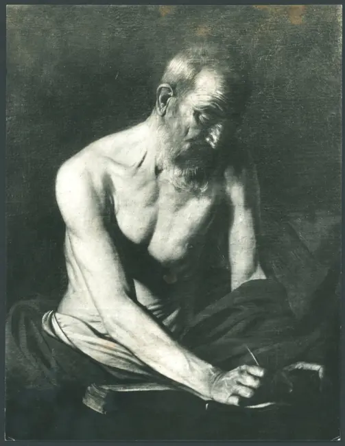 Merisi Michelangelo (Caravaggio) - sec. XVII - San Girolamo traduce la Bibbia