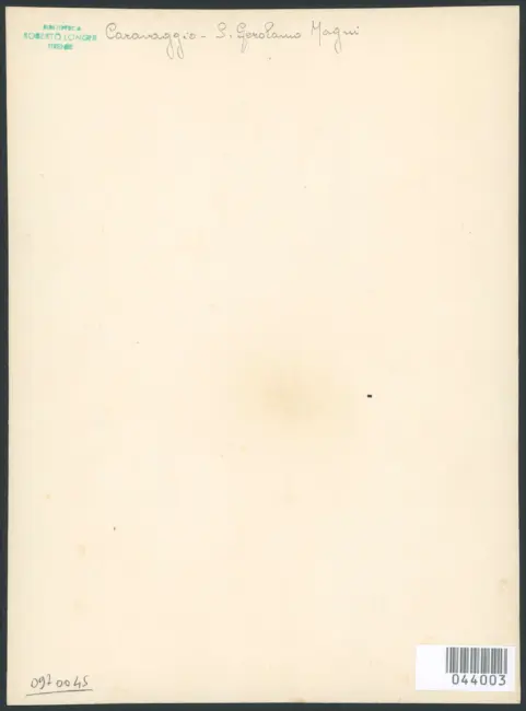 Longhi Roberto; Merisi Michelangelo (Caravaggio) - copia da - sec. XX - San Girolamo in meditazione