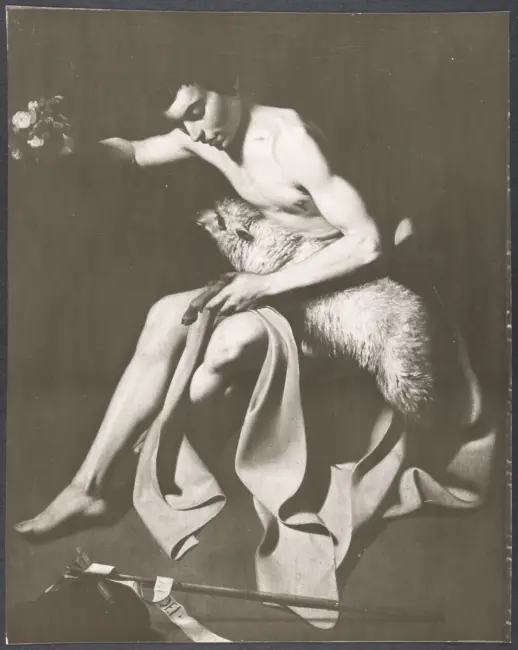 San Giovanni Battista con agnello e fiori